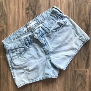 Light Blue Distressed Denim Shorts